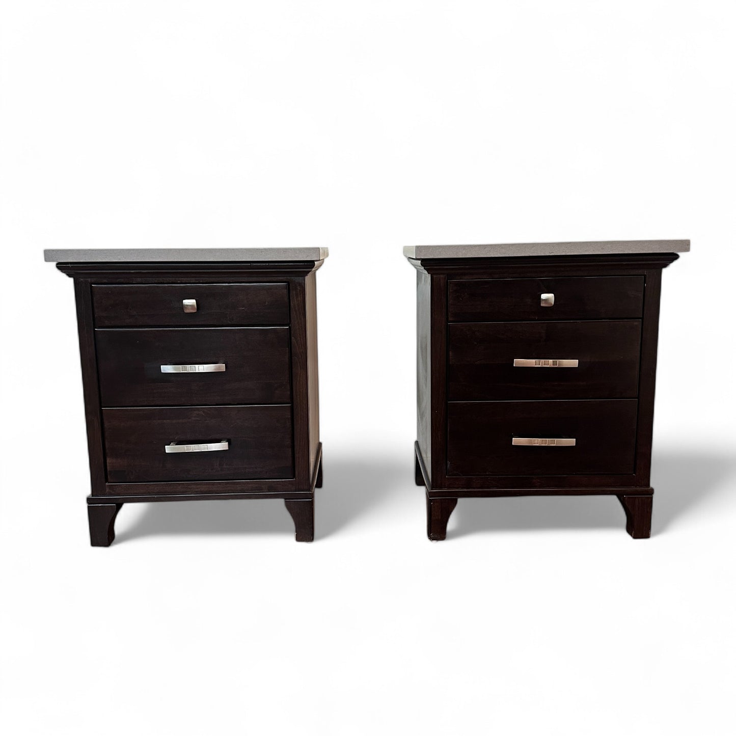Solid Wood Nightstands with Stone Top (set of 2)