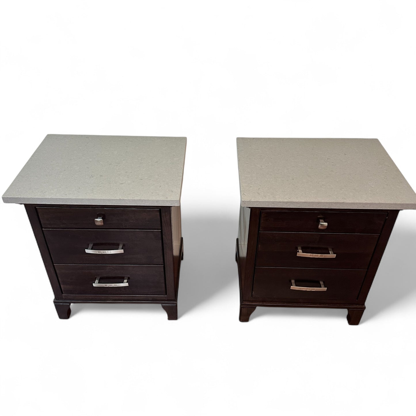 Solid Wood Nightstands with Stone Top (set of 2)