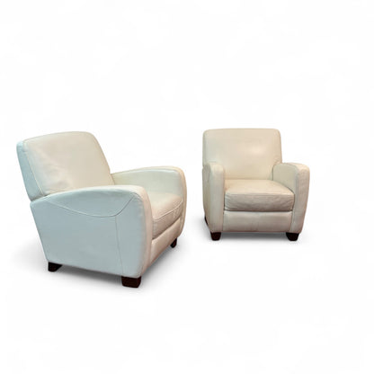 Cream White Leather Accent Chairs (set of 2)
