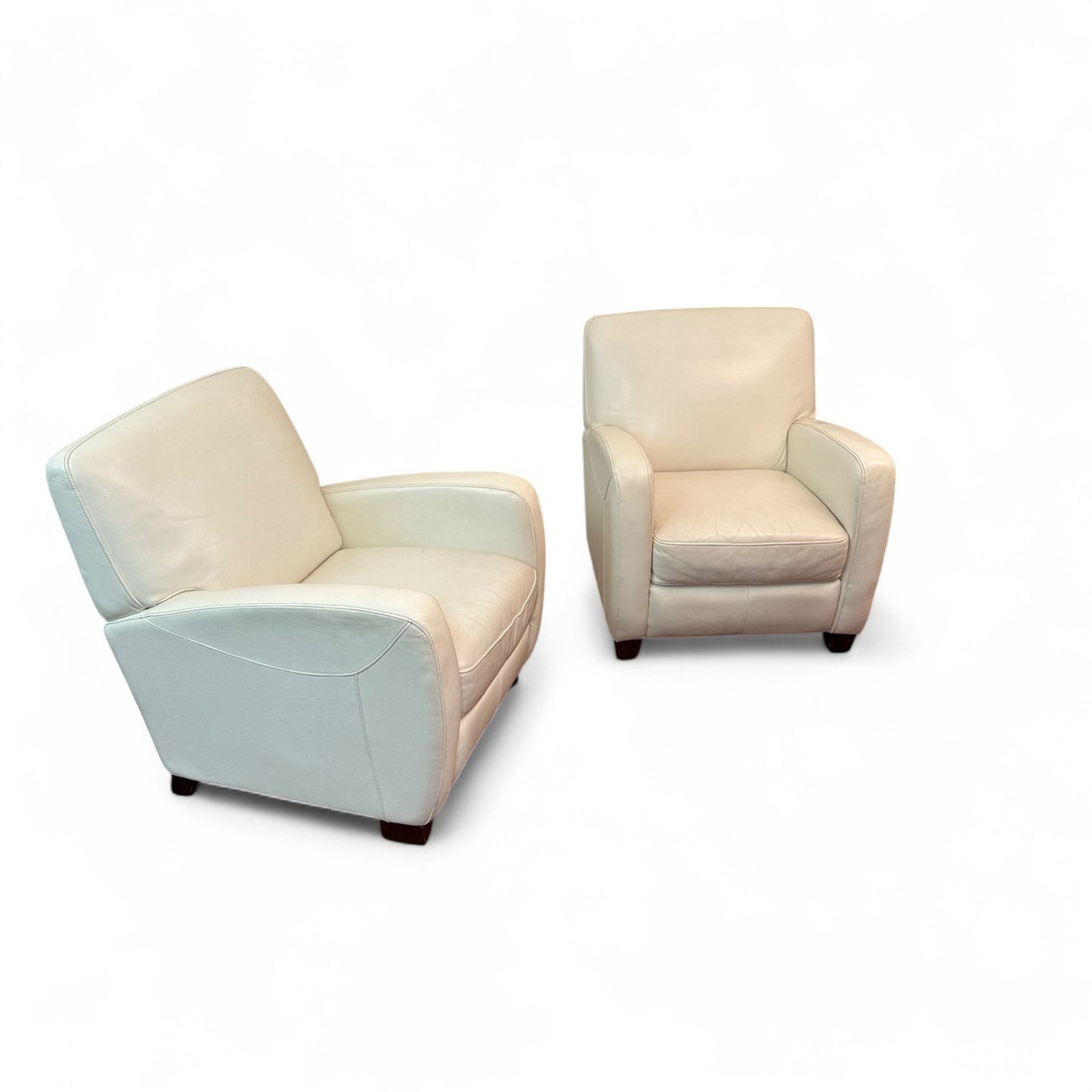 Cream White Leather Accent Chairs (set of 2)