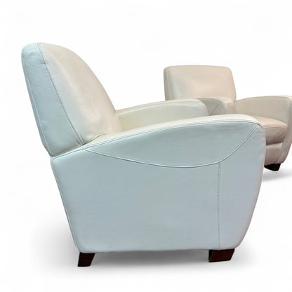 Cream White Leather Accent Chairs (set of 2)