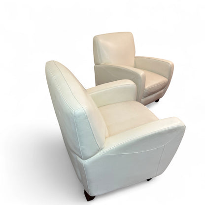 Cream White Leather Accent Chairs (set of 2)
