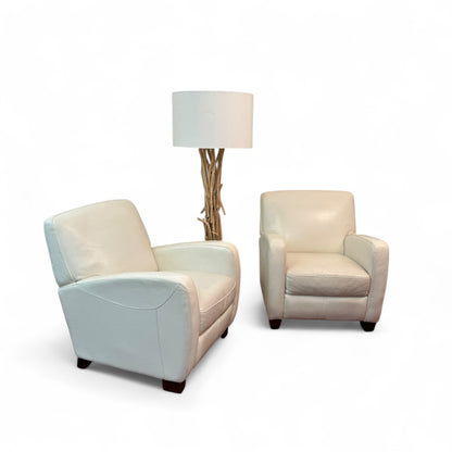 Cream White Leather Accent Chairs (set of 2)