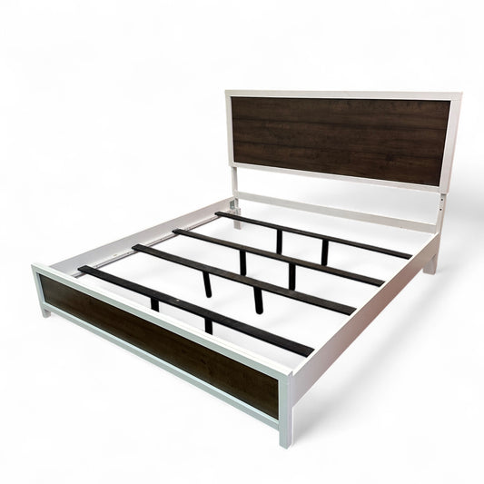 Fusion King White & Brown Panel Bed