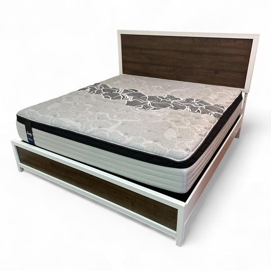 Fusion King White & Brown Bed with Mattress