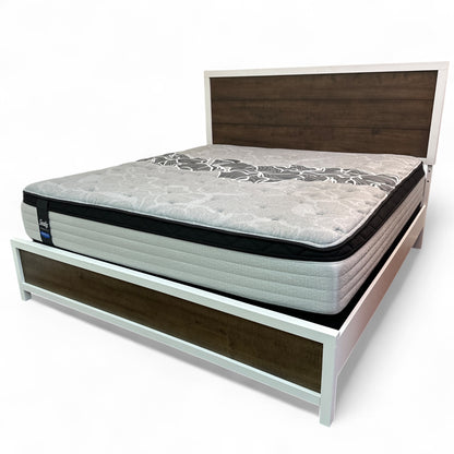 Fusion King White & Brown Bed with Mattress