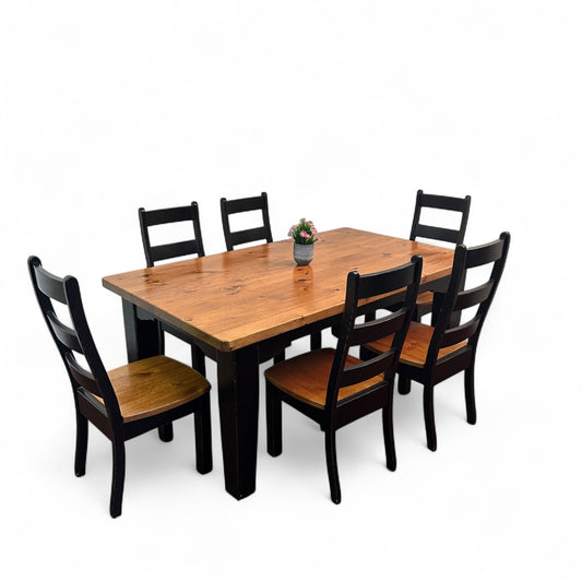 Farmhouse Pine Wood Dining Set