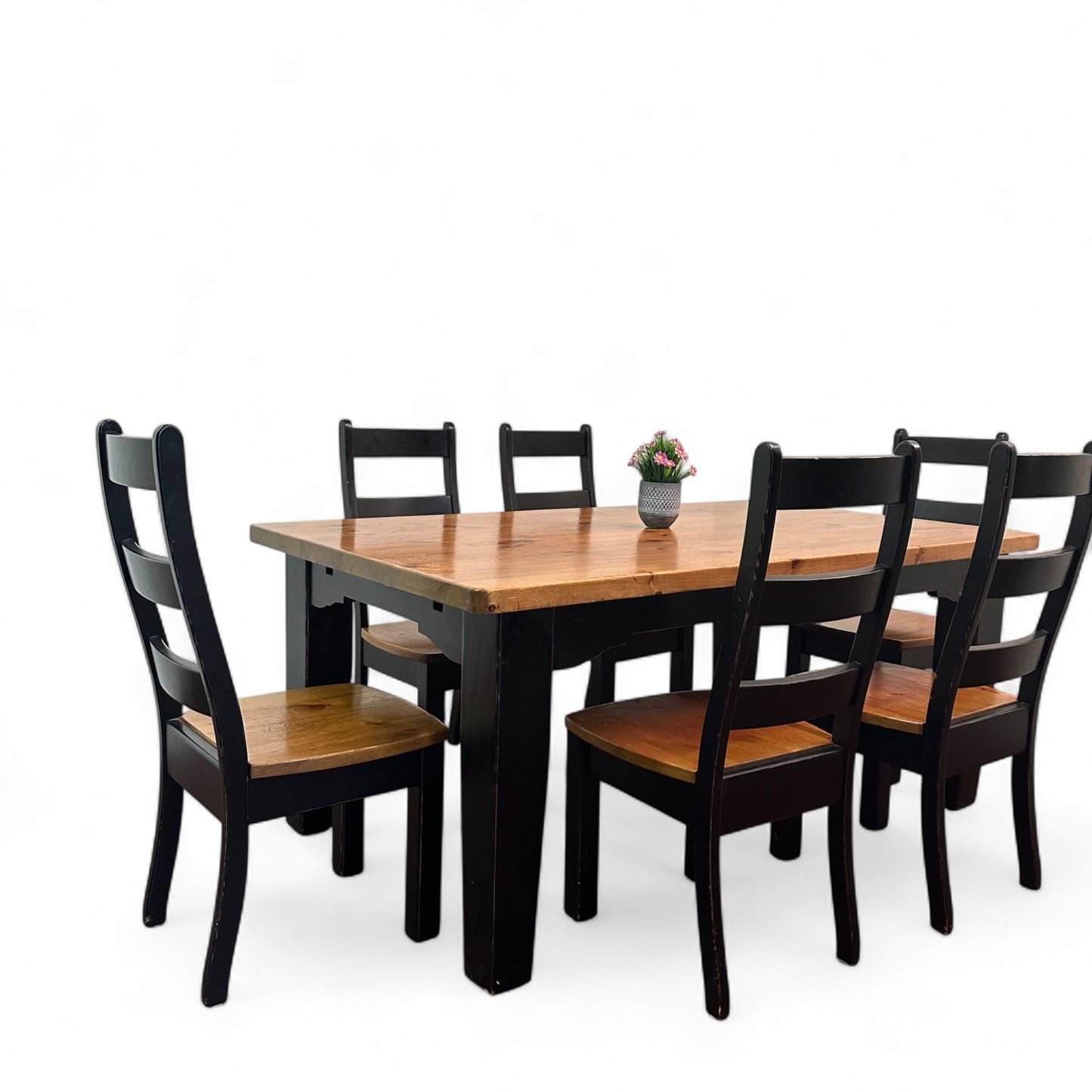 Farmhouse Pine Wood Dining Set