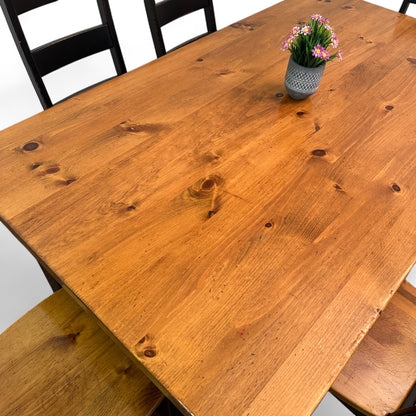Farmhouse Pine Wood Dining Set