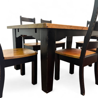 Farmhouse Pine Wood Dining Set