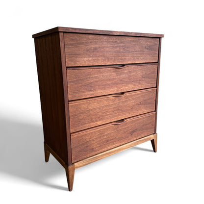 Walnut Mid-Century 4 Drawers Highboy Dresser