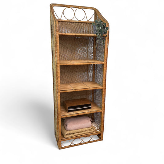 Boho Wicker Rattan Bookshelf