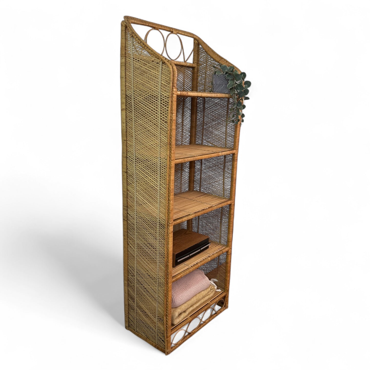 Boho Wicker Rattan Bookshelf