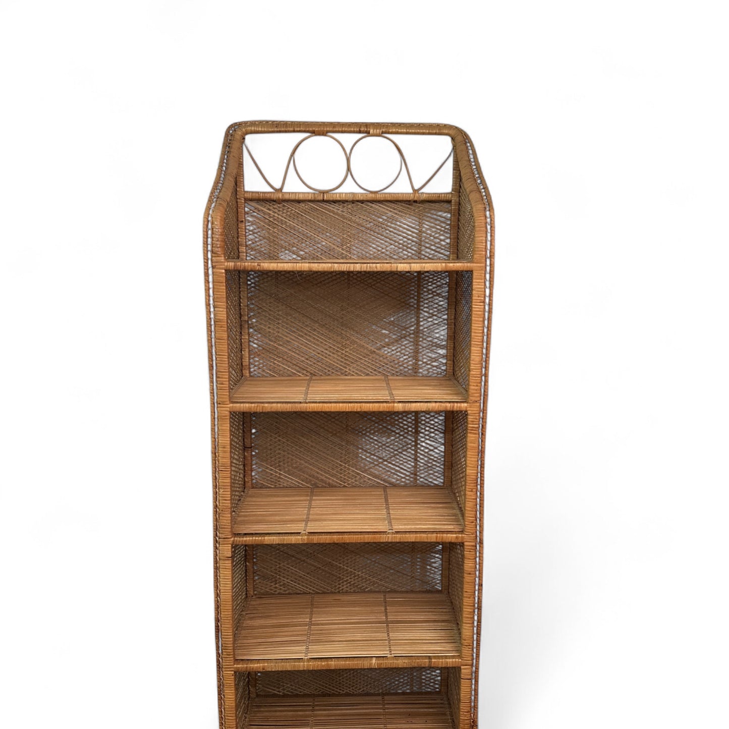 Boho Wicker Rattan Bookshelf
