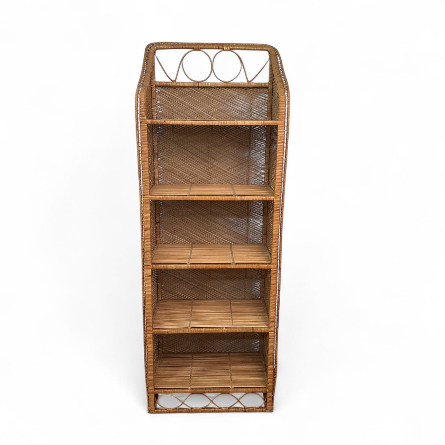 Boho Wicker Rattan Bookshelf