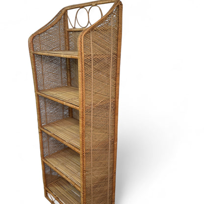 Boho Wicker Rattan Bookshelf