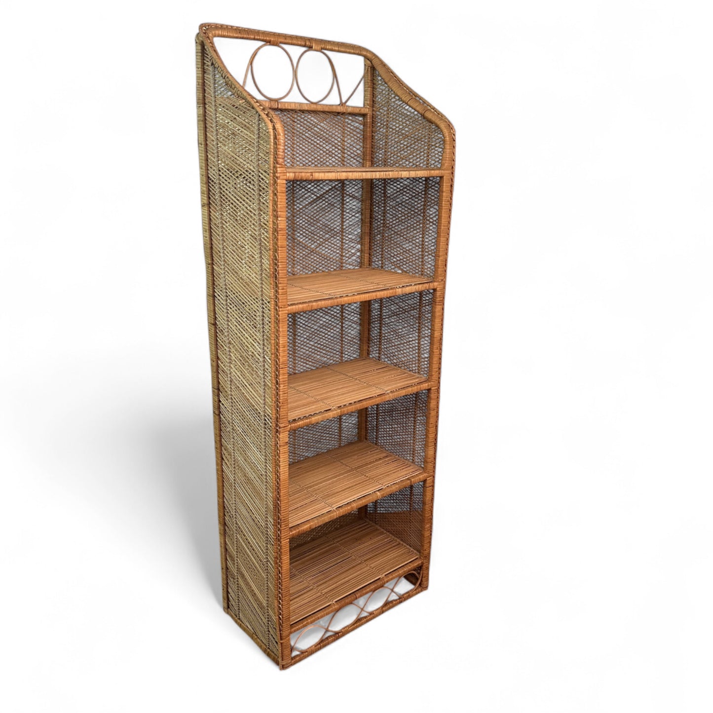 Boho Wicker Rattan Bookshelf