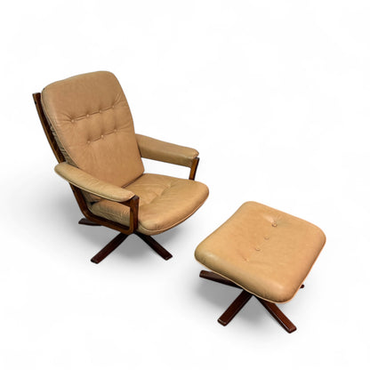 1970s Swedish Swivel Chair with Ottoman by Gote Möbler