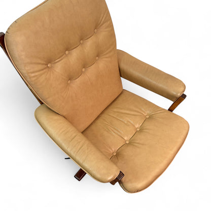 1970s Swedish Swivel Chair with Ottoman by Gote Möbler