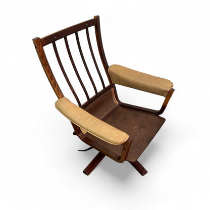 1970s Swedish Swivel Chair with Ottoman by Gote Möbler