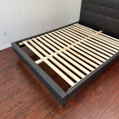 Faux Leather Mid-Century Style Queen Bed