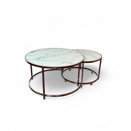 Josie Glam Round Glass Top Nesting Coffee Tables