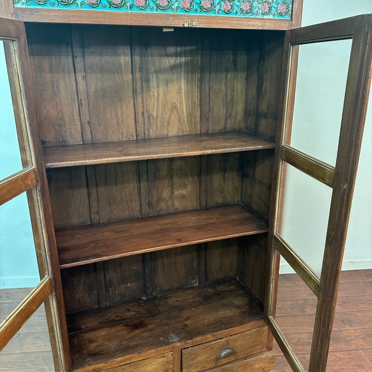 Green Teak Tile Cabinet