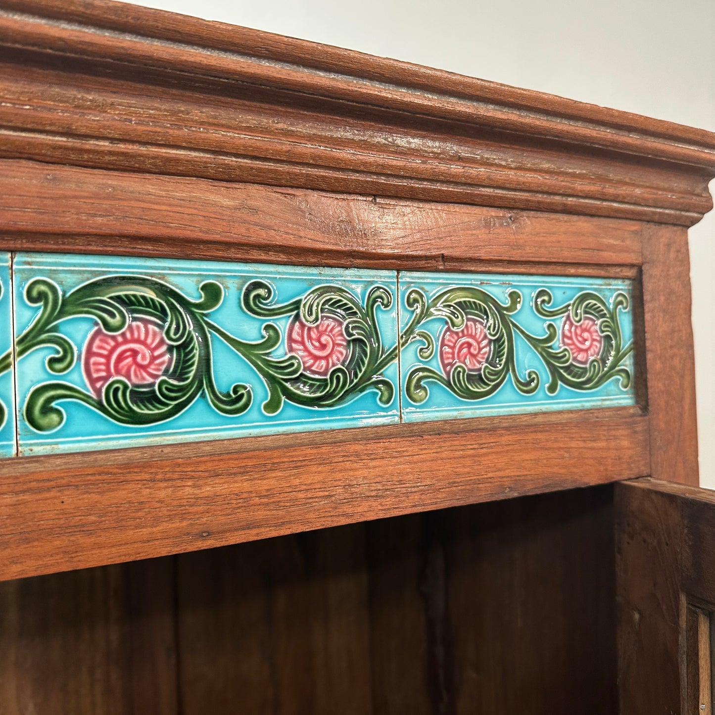 Green Teak Tile Cabinet