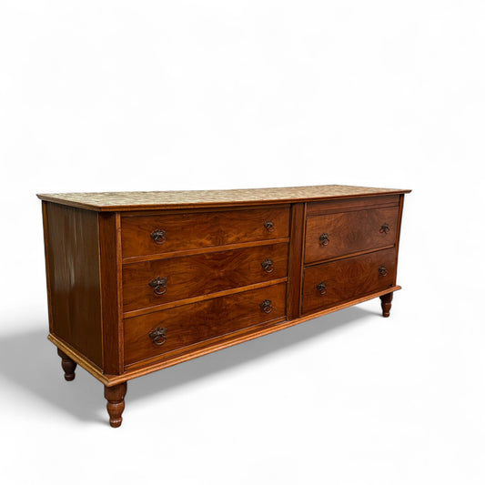 Vintage Mosaic Top 5 Drawers Dresser