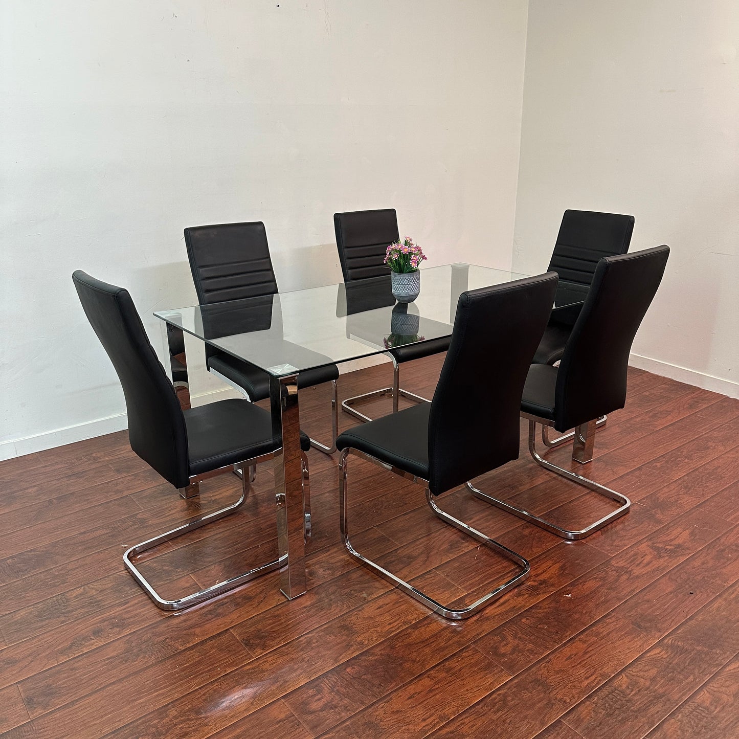 Modern Glass 7-pieces Dining Set