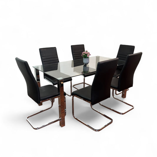 Modern Glass 7-pieces Dining Set