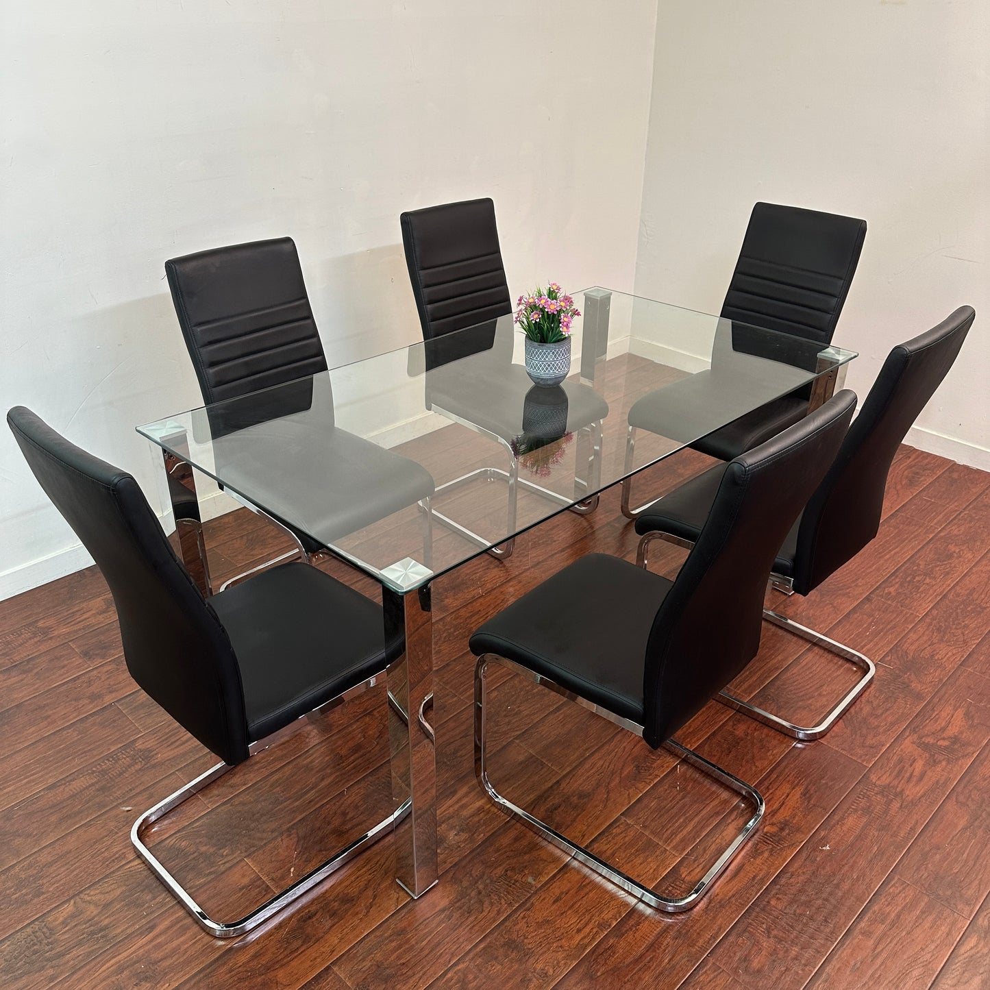 Modern Glass 7-pieces Dining Set