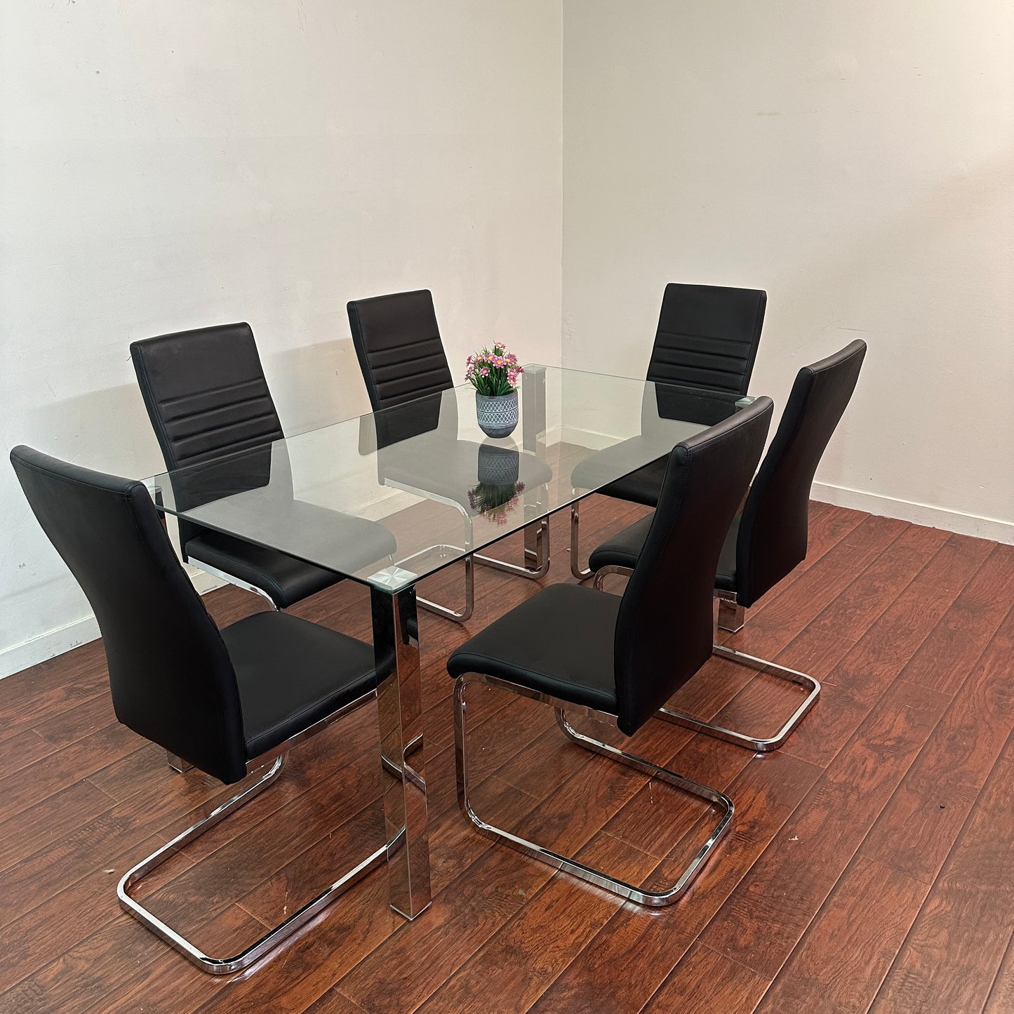 Modern Glass 7-pieces Dining Set