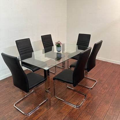 Modern Glass 7-pieces Dining Set