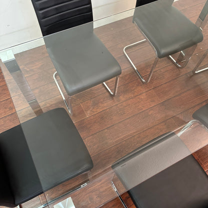 Modern Glass 7-pieces Dining Set