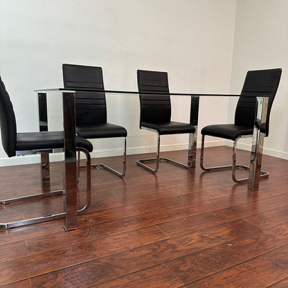 Modern Glass 7-pieces Dining Set