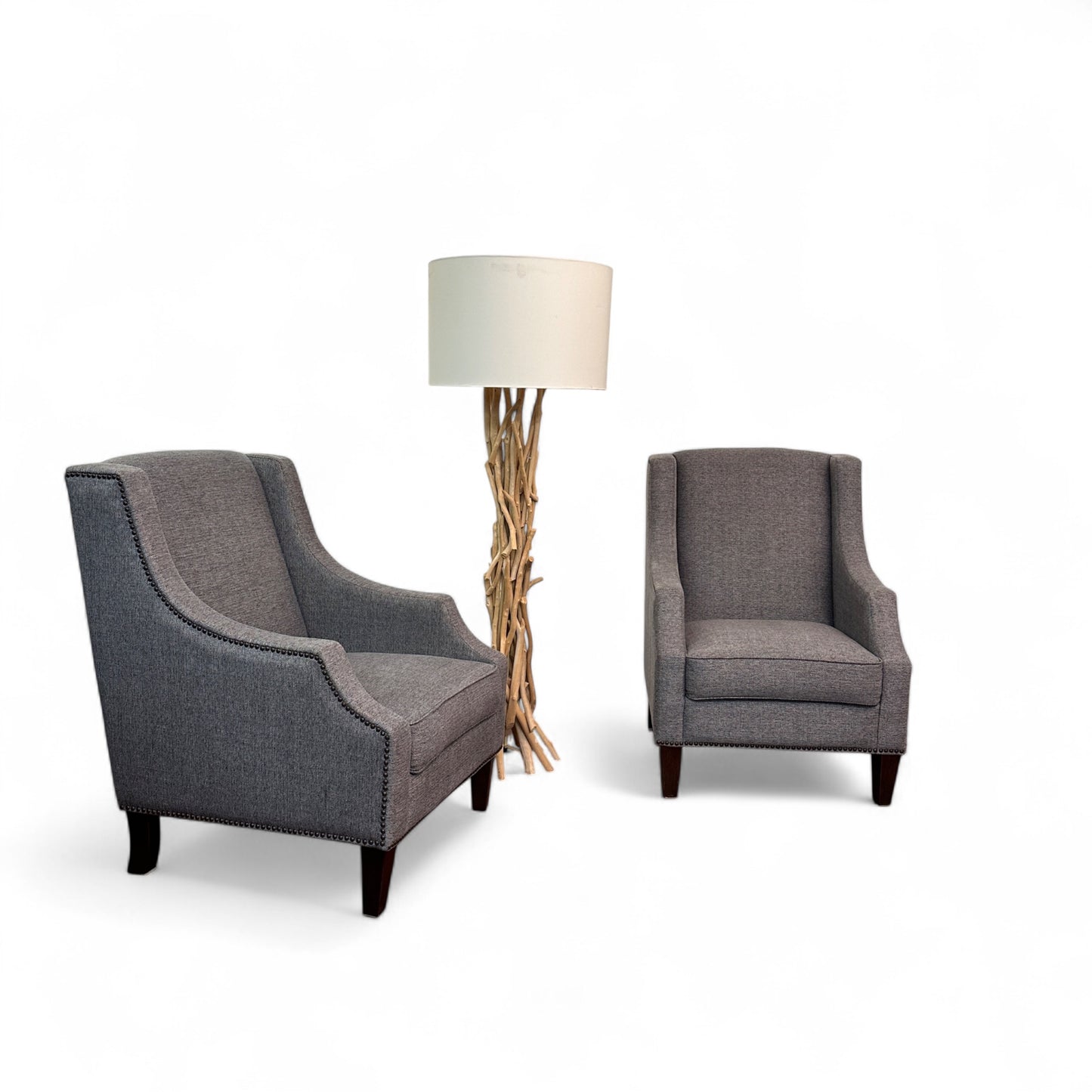 Modern Grey Accent Chairs (x2)