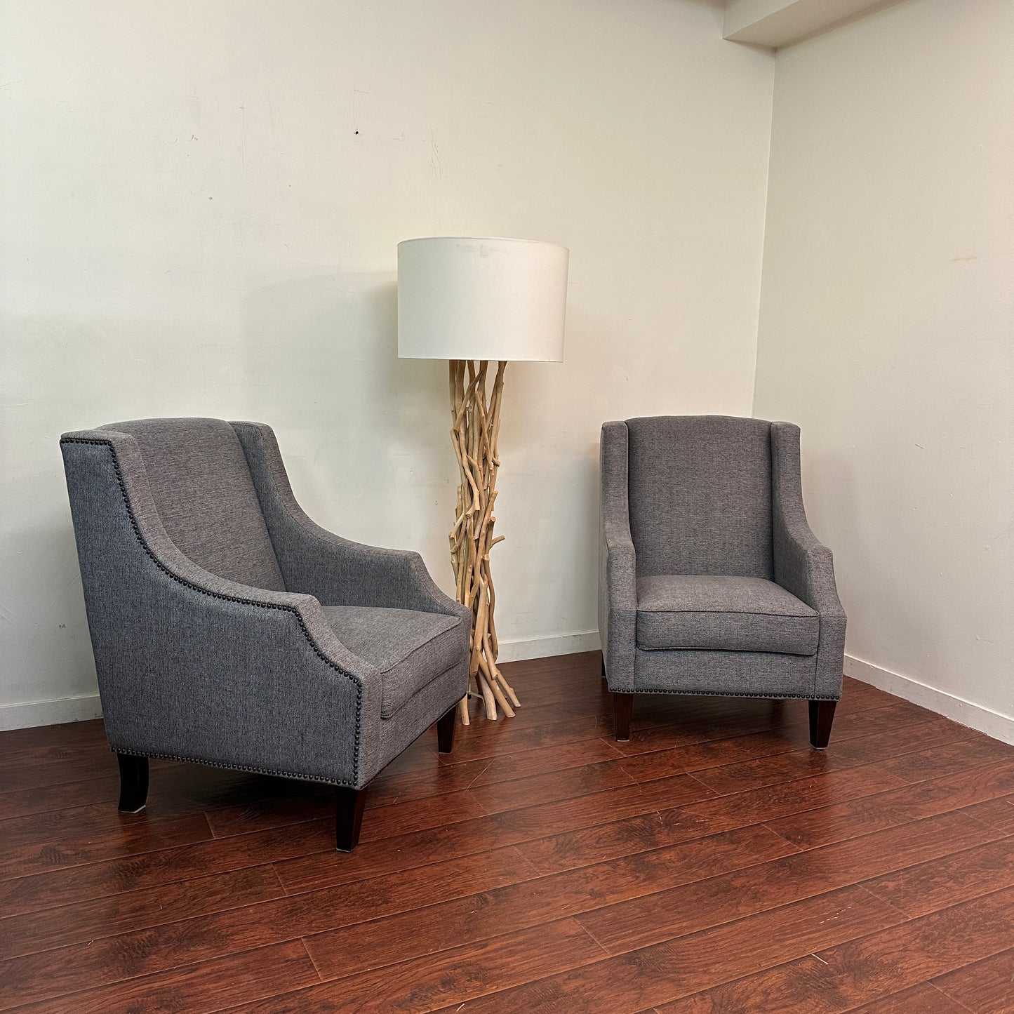 Modern Grey Accent Chairs (x2)