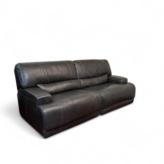 Charcoal Leather Power Reclining Sofa