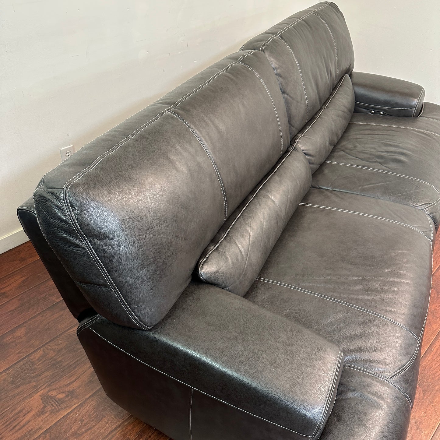 Charcoal Leather Power Reclining Sofa