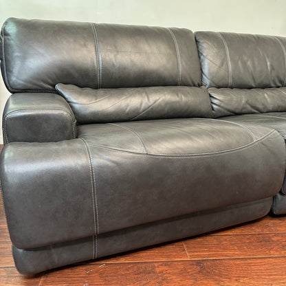 Charcoal Leather Power Reclining Sofa