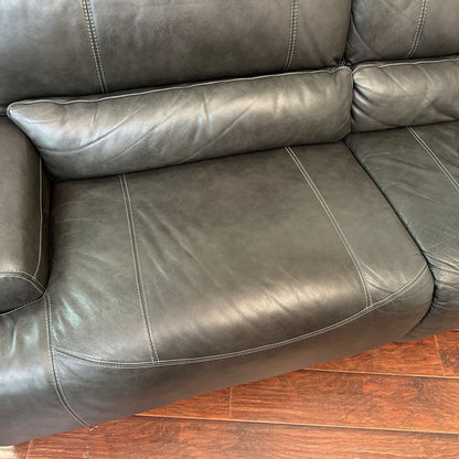 Charcoal Leather Power Reclining Sofa
