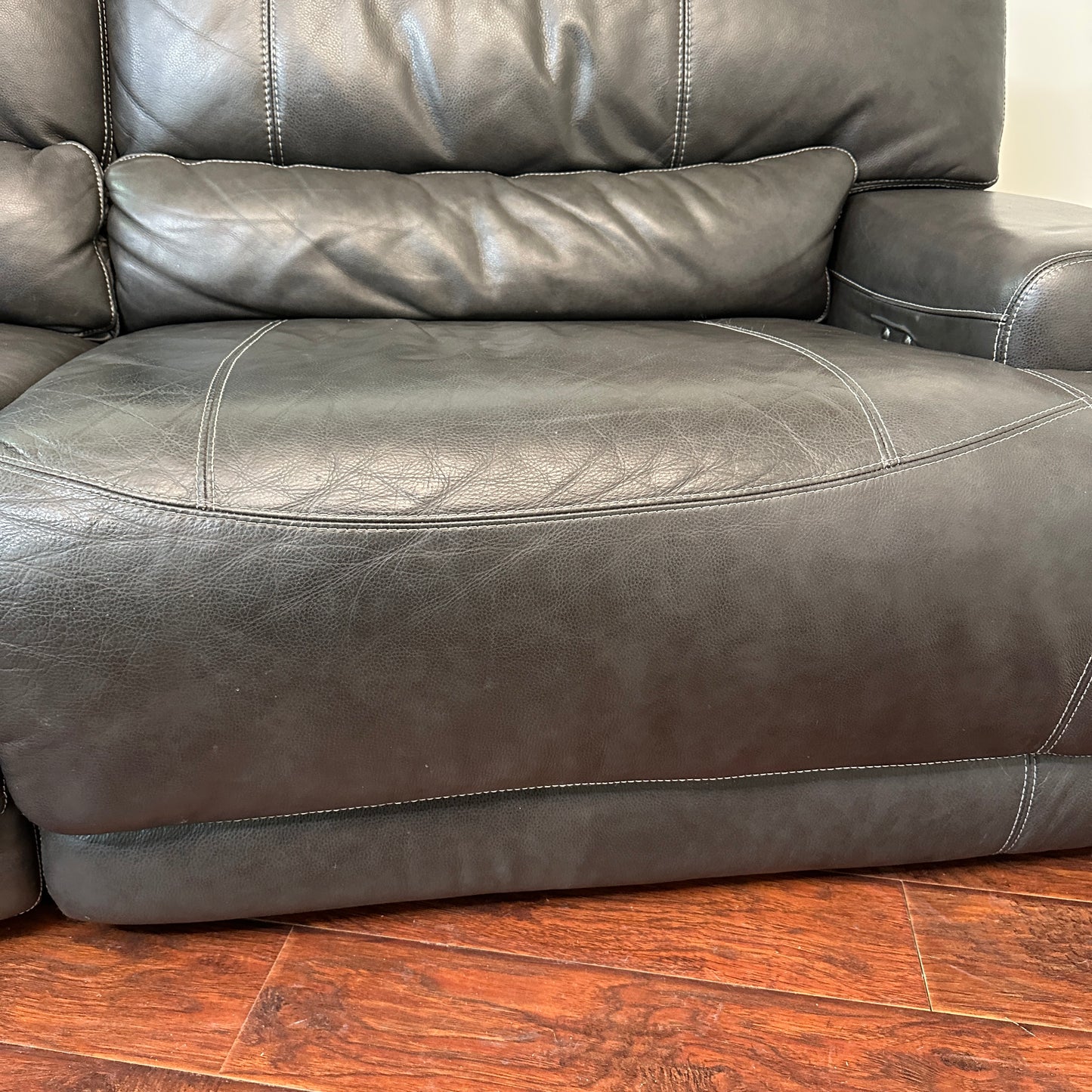 Charcoal Leather Power Reclining Sofa