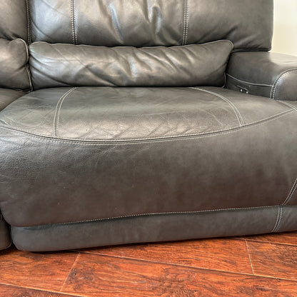 Charcoal Leather Power Reclining Sofa