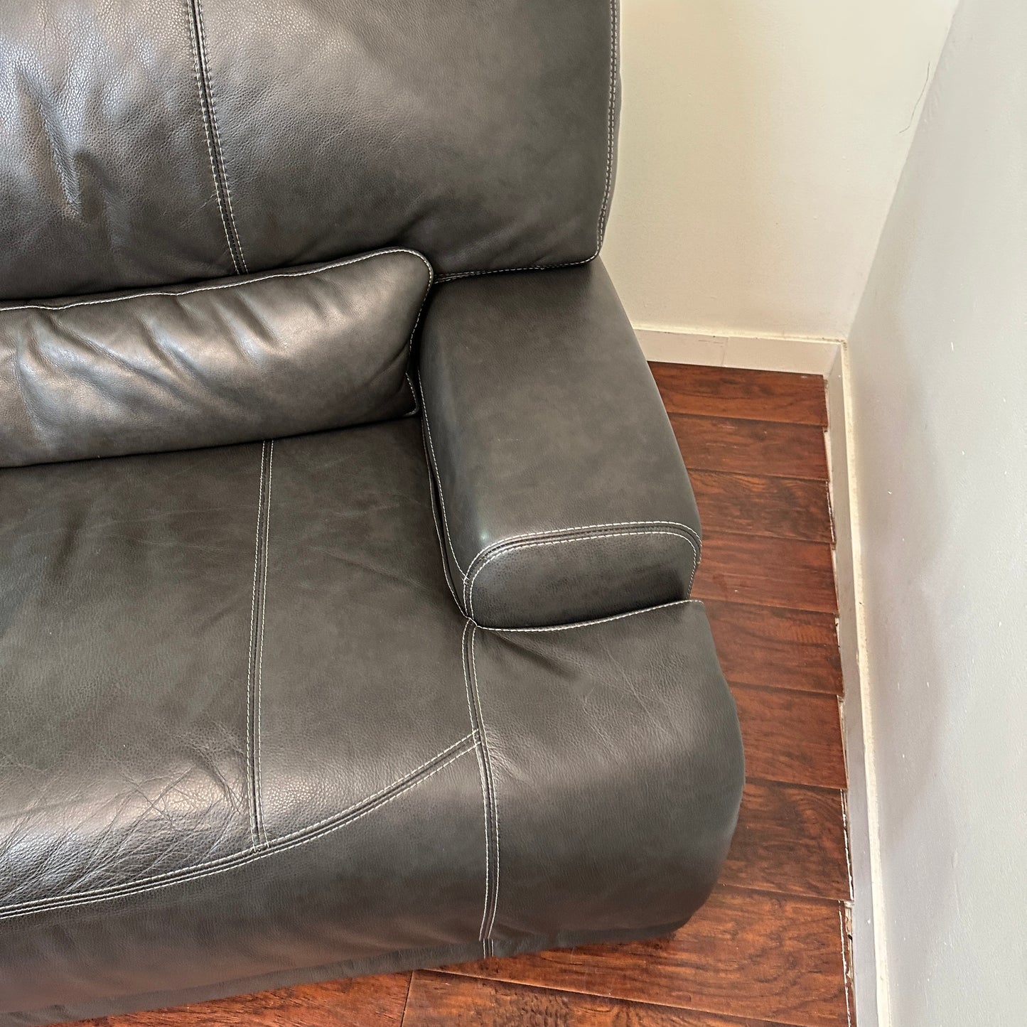 Charcoal Leather Power Reclining Sofa