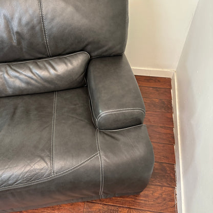 Charcoal Leather Power Reclining Sofa