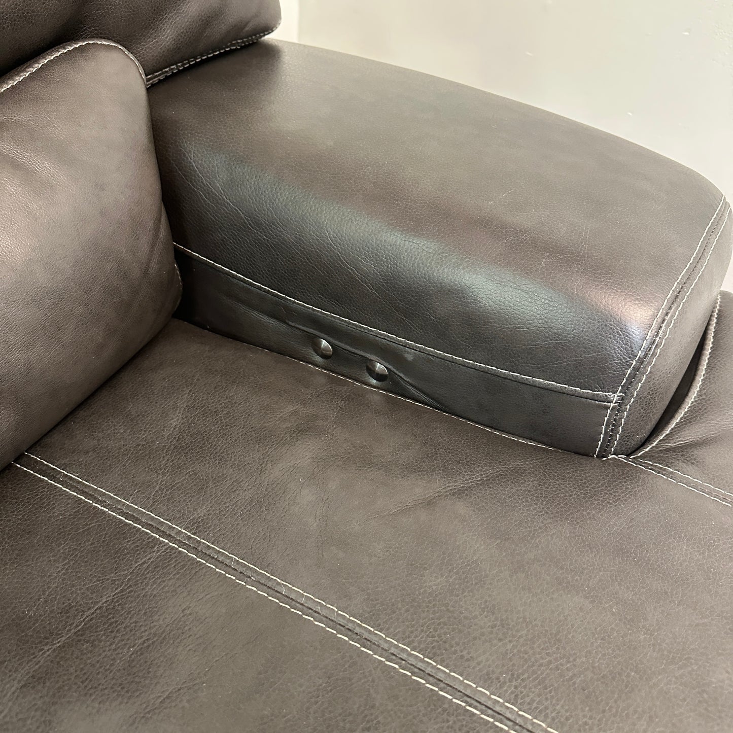 Charcoal Leather Power Reclining Sofa