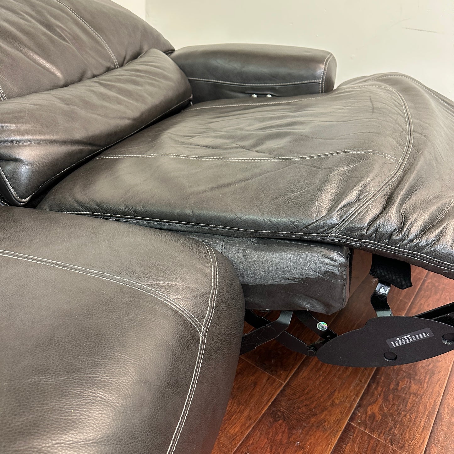 Charcoal Leather Power Reclining Sofa