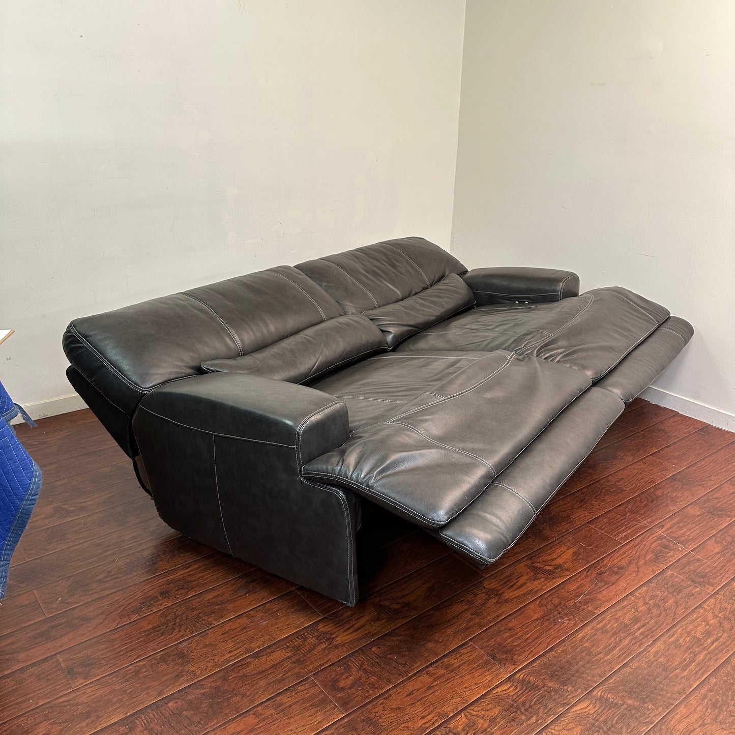 Charcoal Leather Power Reclining Sofa