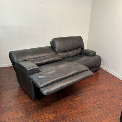 Charcoal Leather Power Reclining Sofa